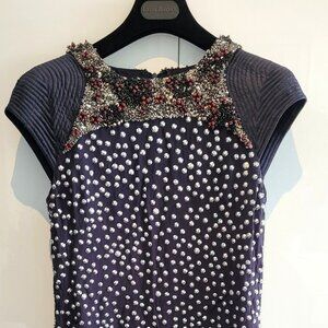 French Connection Silk and Viscose Short Sleeve Studded Dress Size 4